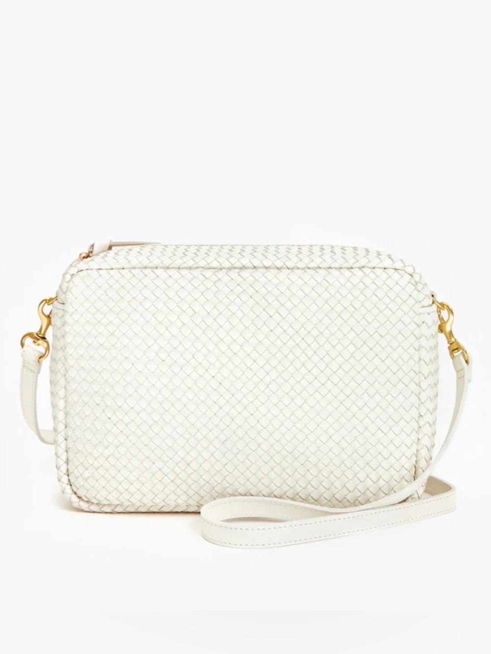 Clare V Marisol Crossbody Bag in Brie Diagonal Woven